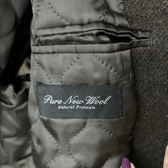 Dunst Boucle Wool Half Coat Brown Relaxed Loose Fit Gold Button Wool Coat Jacket - Picture 6 of 10